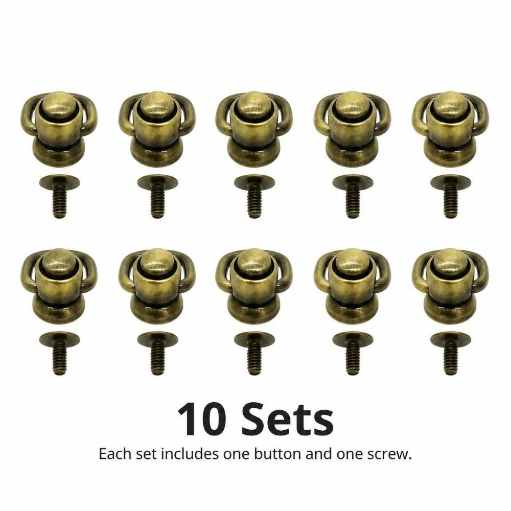 10pcs Matte D Ring Rotatable Stud Rivets Screws Fashion Stud Screw Kit Wallet