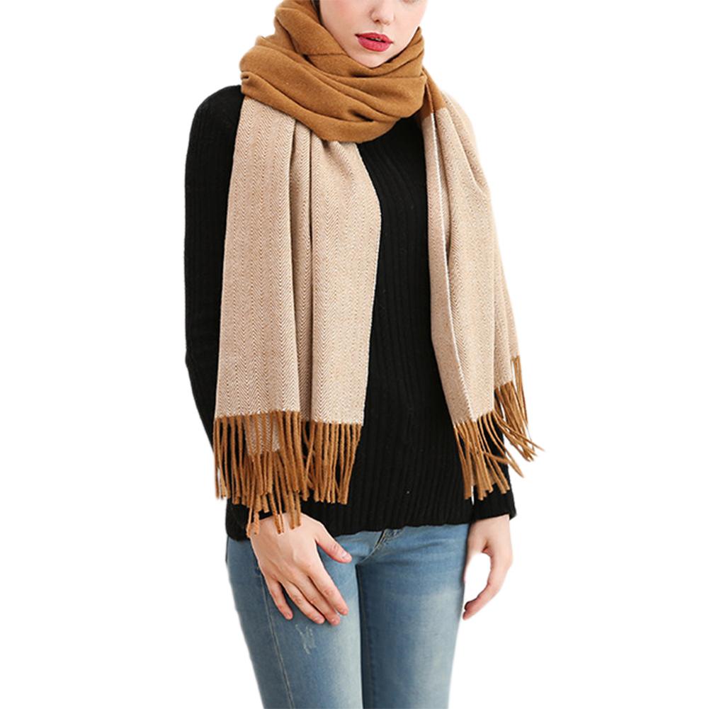 Unisex Fashion Faux Cashmere Shawl Color Matching Scarf Cape with Tassels Warm Pashmina Gift