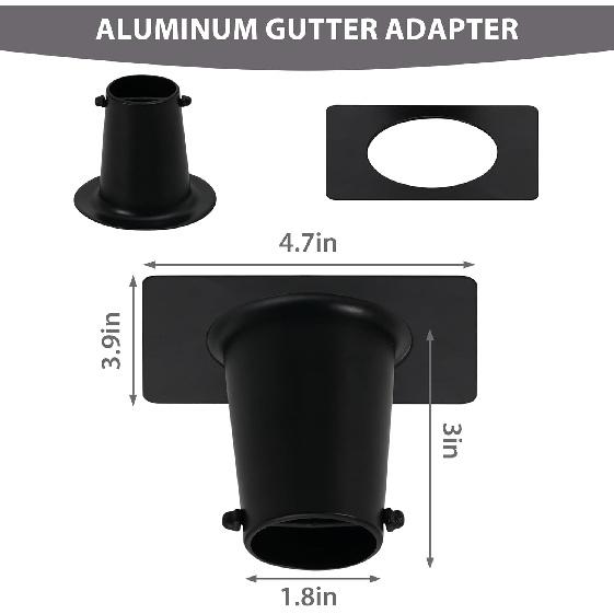 Rain Chains for Gutters with Gutter Adapter, Aluminum Hammered Long Cup Gutter Chain Downspout, 8-1/2 Feet Length Replacement Rain Chain Gutters,