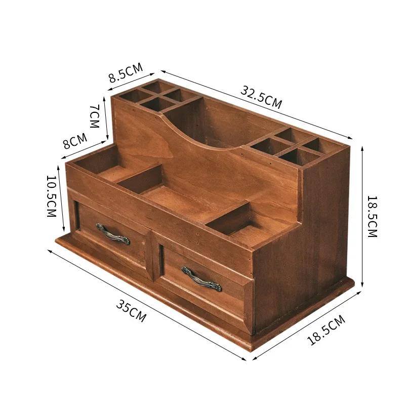 Многофункциональный органайзер для стола для канцелярских товаров и косметики с выдвижными отделениями и подставкой для ручек