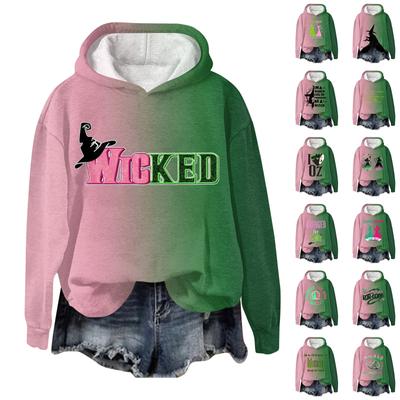Женская мода Bad Witch Print Hooded Pullover Sweatshirt