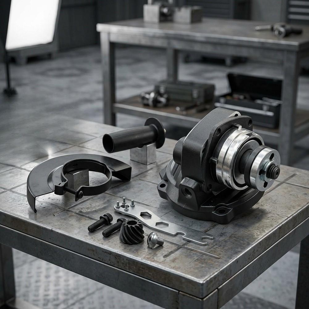 Brushless Motor Front Head Assembly for 100mm Angle Grinder Complete Housing with Wheel Guard Handle Metal Plastic Mix
