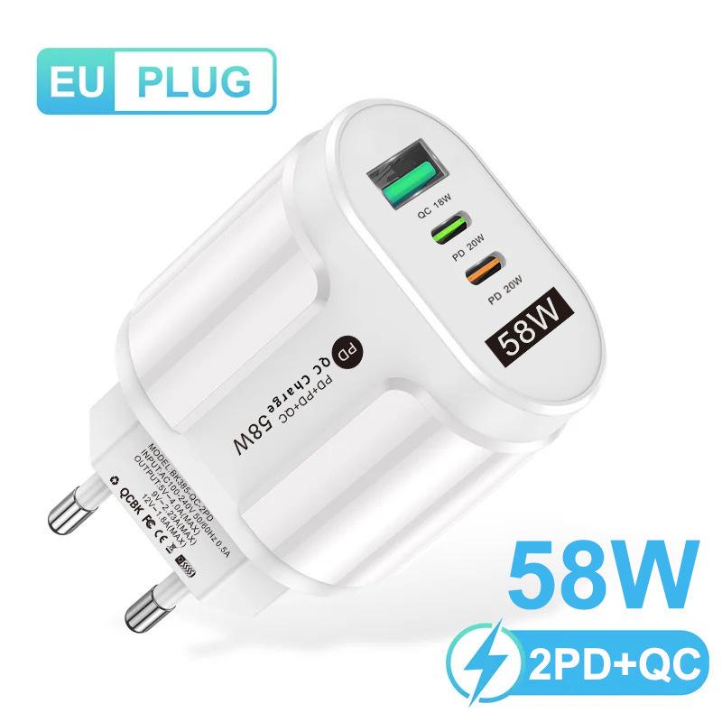 Быстрое зарядное устройство GaN с несколькими портами PD33W QC3.0 9V/12V Европейский стандарт