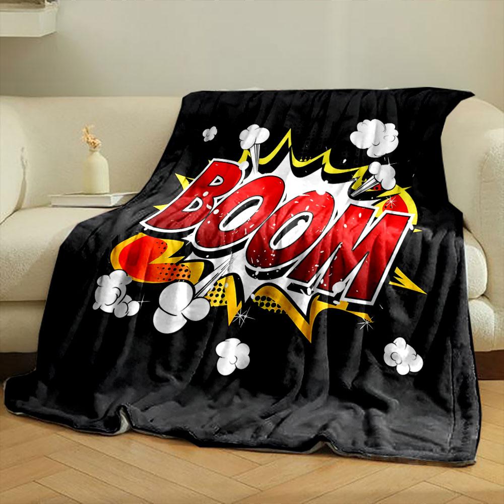 Comic Style "Boom" Explosion Design print blanket soft and cozy perfect for the living room bed sofa or a nap,gift