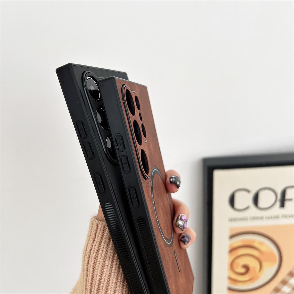 Business Retro Leather for Magsafe Magnetic Case For SamSung S26 S25 S24 S23 S22 S21 Ultra Plus Wireless Charge Bumper Funda