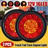 1/2pcs 12V Car Turn Signal Light Round Rear Brake Lamps 16 LEDs Tail Lights Stop Lamp for Truck Trailer RV Caravan