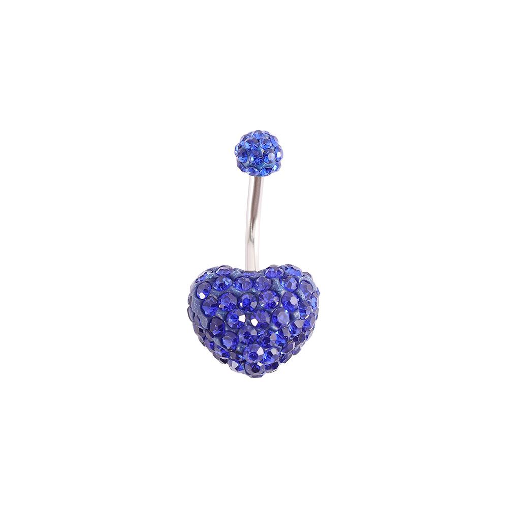 Fashion Punk Crystal Stainless Steel Heart-shaped Navel Piercing Belly Button Rings Umbilical Ring Body Piercing