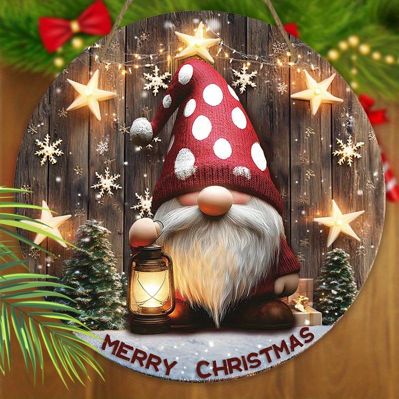 Очаровательная деревянная табличка «Гном Рождество», круглая табличка «Веселого Рождества» с гномом для декора на входную дверь, стену, идеальное рождественское украшение