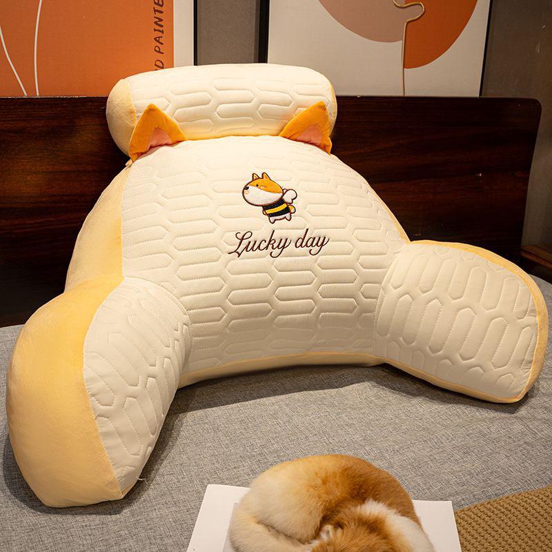 Cute Animal Lumbar Support Pillow Summer Ice Silk Surface Backrest Cushion With Removable Neck Pillow For Bed Sofa Office Chair