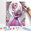 Disney Princess Elsa Flower Oil Painting Kit, Home Decor Handmade Gift, Elegant Floral Portrait DIY Art Craft Wall Hanging Set