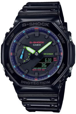 Часы CASIO Virtual RGB Series Черные Радужные Геймерские GA-2100RGB-1AJF Мужские