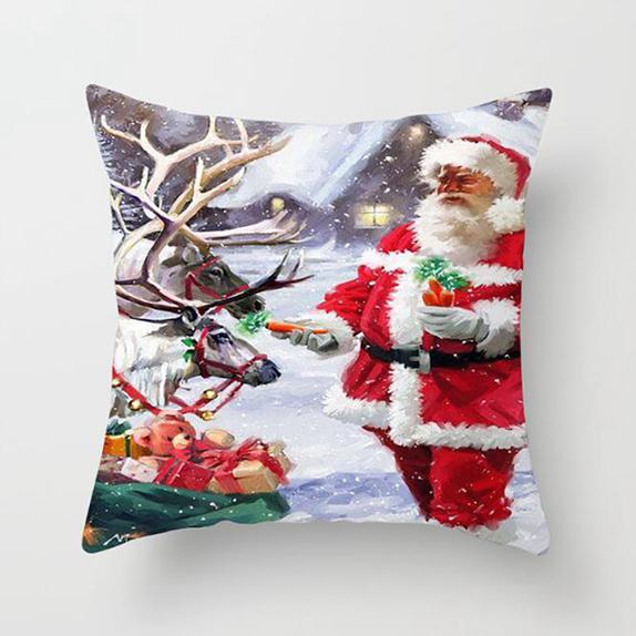 Рождественский квадратный плед с узором Санта-Клауса, наволочка для домашней гостиной, украшения дивана, наволочка, наволочка