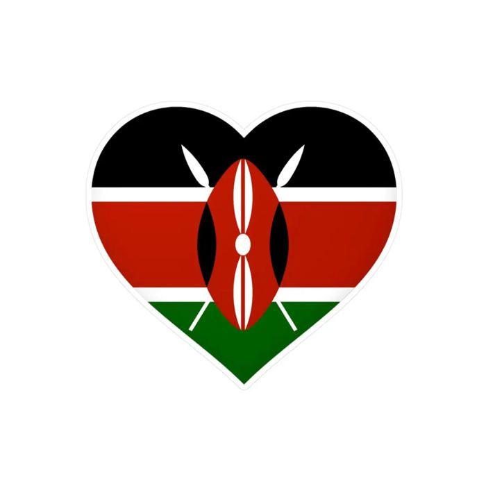 Autocollant - Multicolore - Coeur Drapeau Kenya - 2 cm - PVC - 1000 pièces