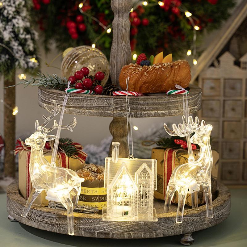 2025 новые Рождественские украшения в виде оленей Акриловые украшения в виде оленей для стола Освещаемые украшения для рождественской елки Домашний декор Сувенир