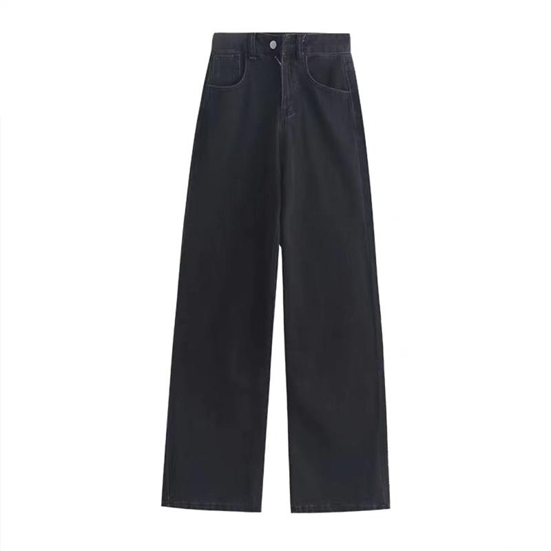 Spring and Autumn Women's Jeans High Waist Straight Loose Wide Leg Pants Trousers Denim Jeans
