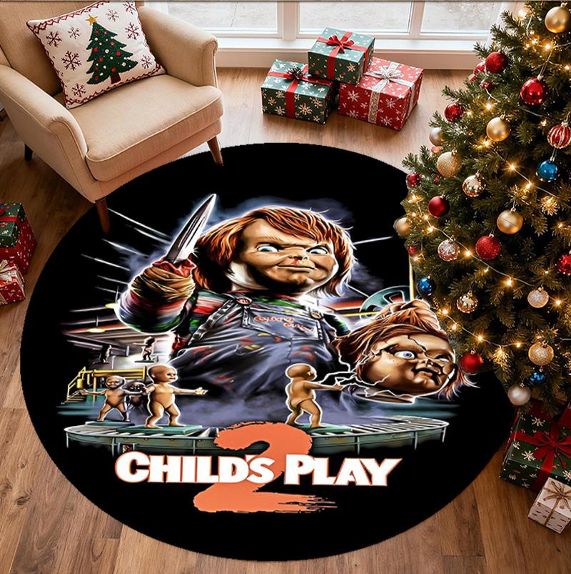 Chucky Pattern Round Rug, Indoor/Outdoor Mat, for Picnic, Gameroom, Bedroom, Office, Living Room, Home Decor Carpet, Birthday Gift