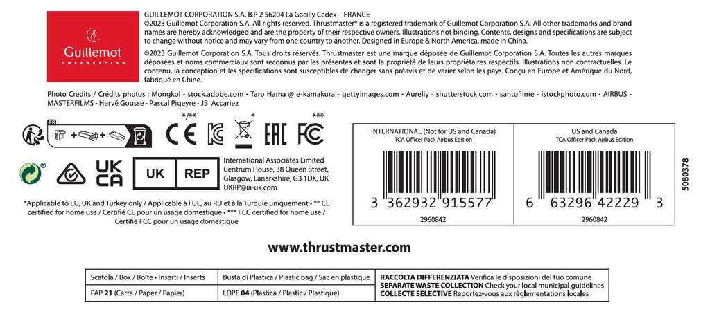 Thrustmaster TCA Officer Pack Airbus Edition Side Stick Throttle Quadrant Симметричная ручка управления полетом со сменным модулем, совместимая с ПК