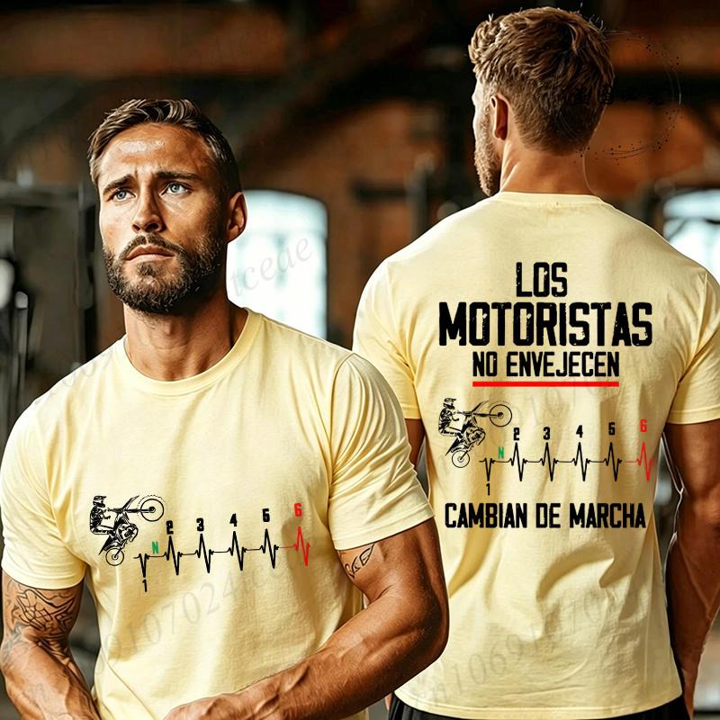 Spanish Motorcycle Biker Tshirt Los Motoristas No Envejecen Print Tee Dirt Bike Rider Birthday Gift For Unisex Unisex Street Tops