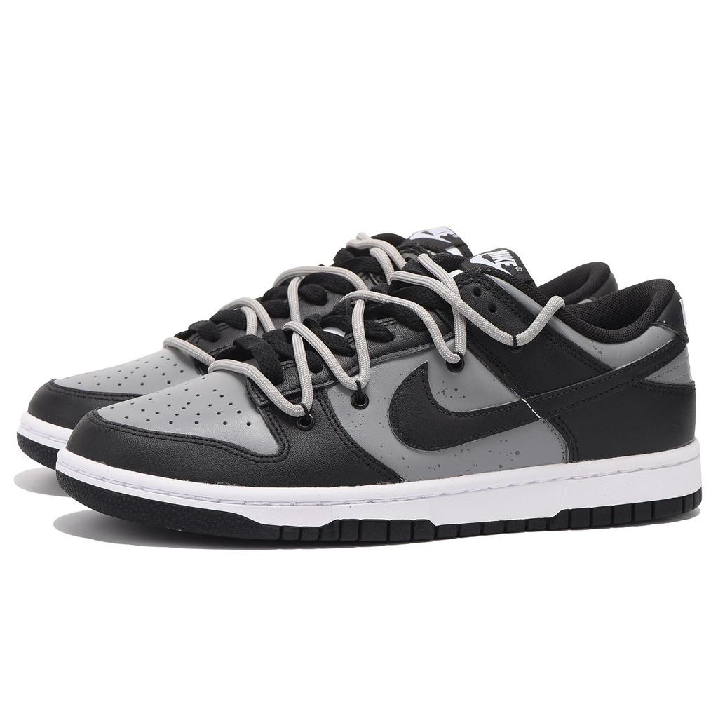 Nike Кроссовки Dunk Leather, Защита, Ударопрочность, Износостойкость, Низкие, Для скейтбординга, Детские, Черный Серый CW1590-100(Команда59 - SBOX)