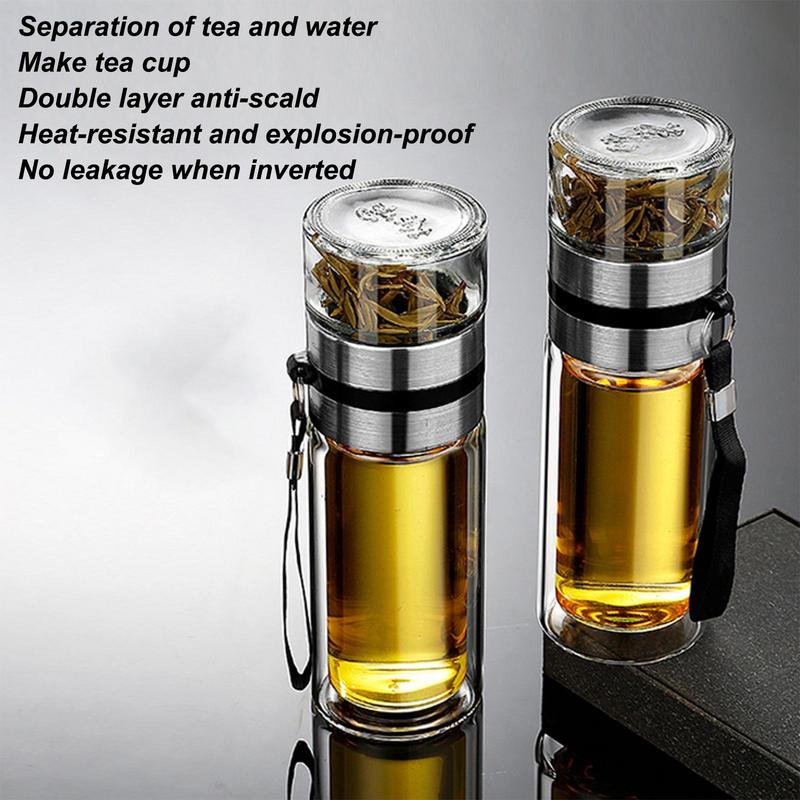 Бутылка для чайной воды, двухслойная чашка для чайной воды из боросиликатного стекла, стакан для заварки, посуда для напитков, бутылка для воды с чайным фильтром