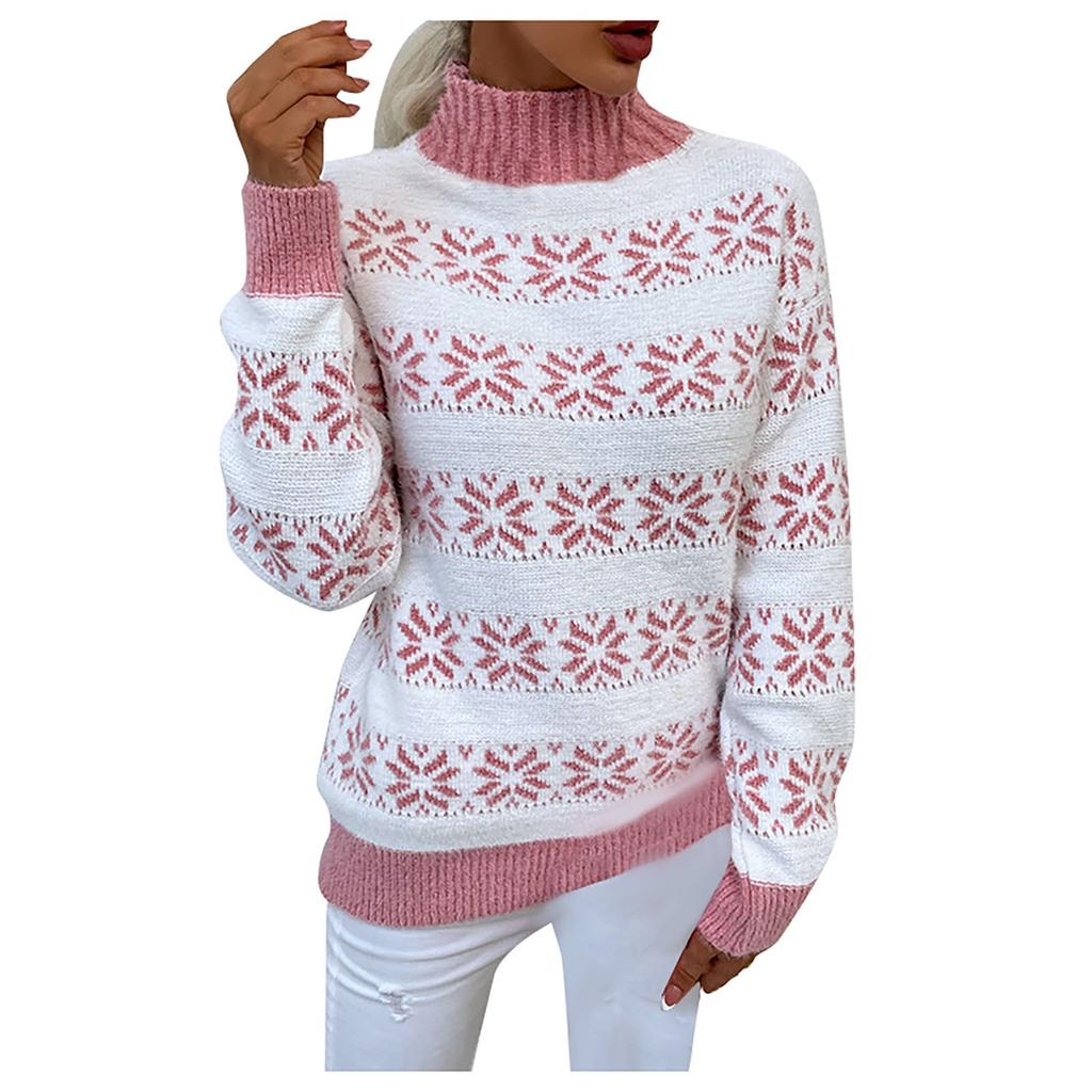 Women's Knitwear Christmas Snowflakes Half Turtleneck Christmas Sweater
