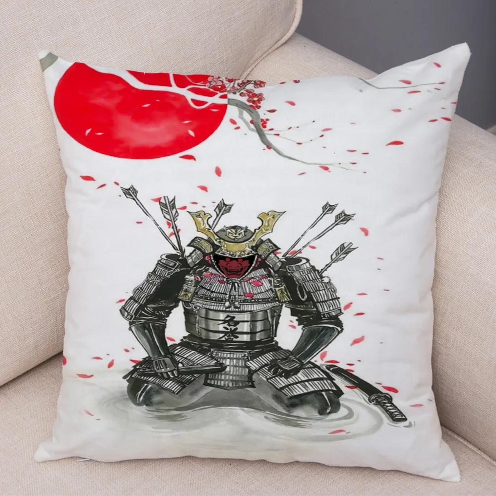 Чехол для подушки в японском стиле Ink Warrior для дивана, дома, с двойным принтом, декор, красивый пейзаж, наволочка для девочки, мягкий плюшевый чехол для подушки