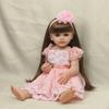 22-дюймовая игрушка-кукла реборн, реалистичная кукла-реборн для маленьких девочек, мягкая силиконовая кукла с длинными коричневыми волосами, реалистичная принцесса, подарок на день рождения для малышей Bebe