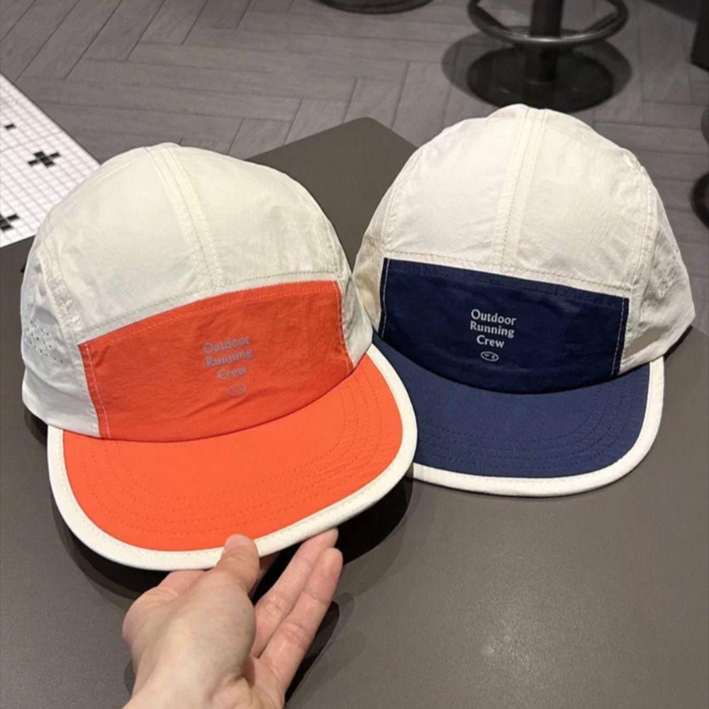 Embroidered Letter 5 Panel Baseball Cap Contrast Color Sun Hat Casual Sports Cap Unisex