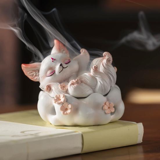 Nine-tailed Fox Incense Burner Decoration Chinese Style Vintage Fox Resin