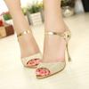 2024 Women Sandals Slender Heel Fashion Beautiful High Heels Sandals Silver Golden Thin Heel Ladies Summer Shoes