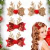 Sparkling Hair Clip with Sequins Cute Bowknot Deer Horn Hairpin for Girls Perfect Festive Headwear Christmas Present