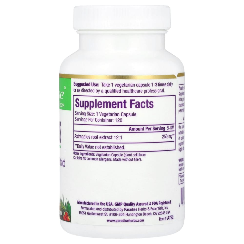 Paradise Herbs Astragalus Veggie Capsules 120 Count