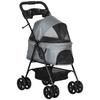 Dog Pram Dog Stroller Foldable Pet Pushchair with 4 Wheels, Safety Leashes, Cup Holder for Small Dogs, Grey