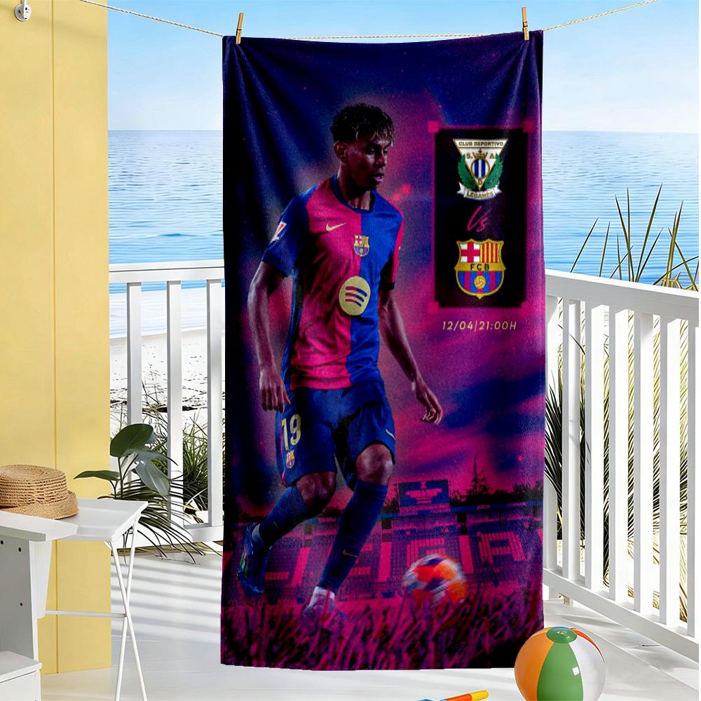 Lamine Yamal Spain's Soccer Star Action Beach Towel Quick-Dry Soft Microfiber Comfortable Lightweight