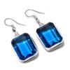 Серьги из серебра 925 пробы с танзанитовым кварцем 1,77 дюйма Q2e08