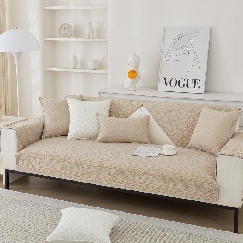 Sofa Cushion Four Seasons Non-Slip Pure Cotton Simple Modern Universal Pure Cotton Solid Color Cushion Cover Cloth Summer Sofa Cover Slipcover