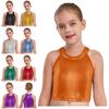 Girls Metallic Sleeveless Shimmer Top Crop Camisole for Stage Dance Performance Hip Hop Jazz Wear