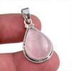 Natural Rose Quartz Gemstone Handmade 925 Solid Silver Gift Pendant 1.50" K7a99