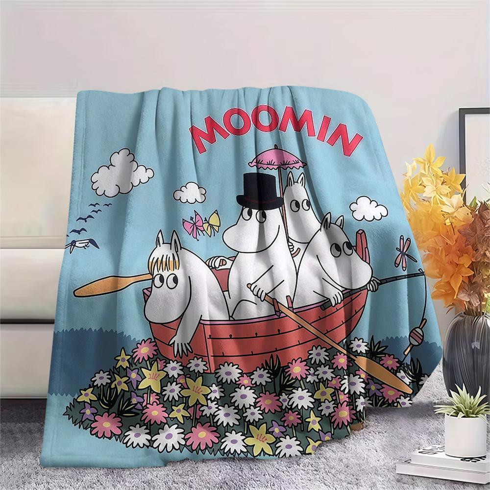 Moomin3 Flannel Blanket, High quality Comfortable for All Seasons, Home Decor, Warmth and Comfort