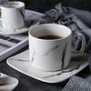 1 набор 120 мл/280 мл Минималистичная мраморная фарфоровая чашка для кофе и чая с блюдцем – Элегантная керамическая посуда для напитков