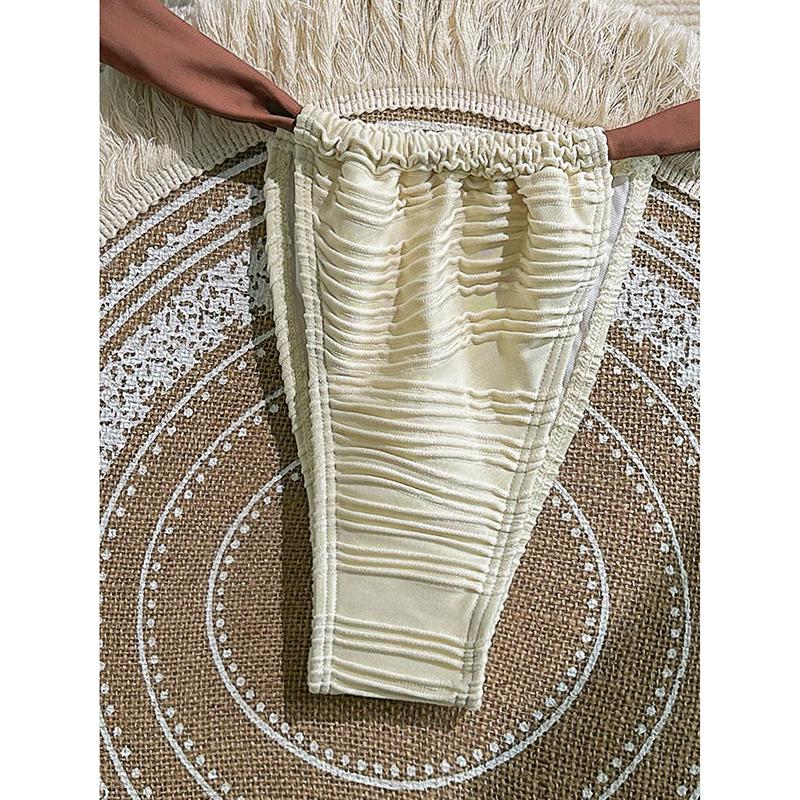 Комплект бикини без бретелей Женский купальник Полосатый Раздельный Простой С открытой спиной Женская купальная одежда Купание Летняя мода Пляжная одежда