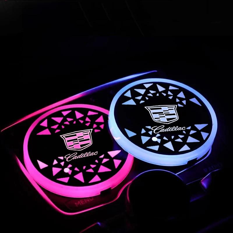 LED Colorful Car Coaster Smart Induction Water Cup Slot Light for Cadillac ATS BLS CT4 CT5 CTS SRX XT6 XTS Escalade Deville DTS