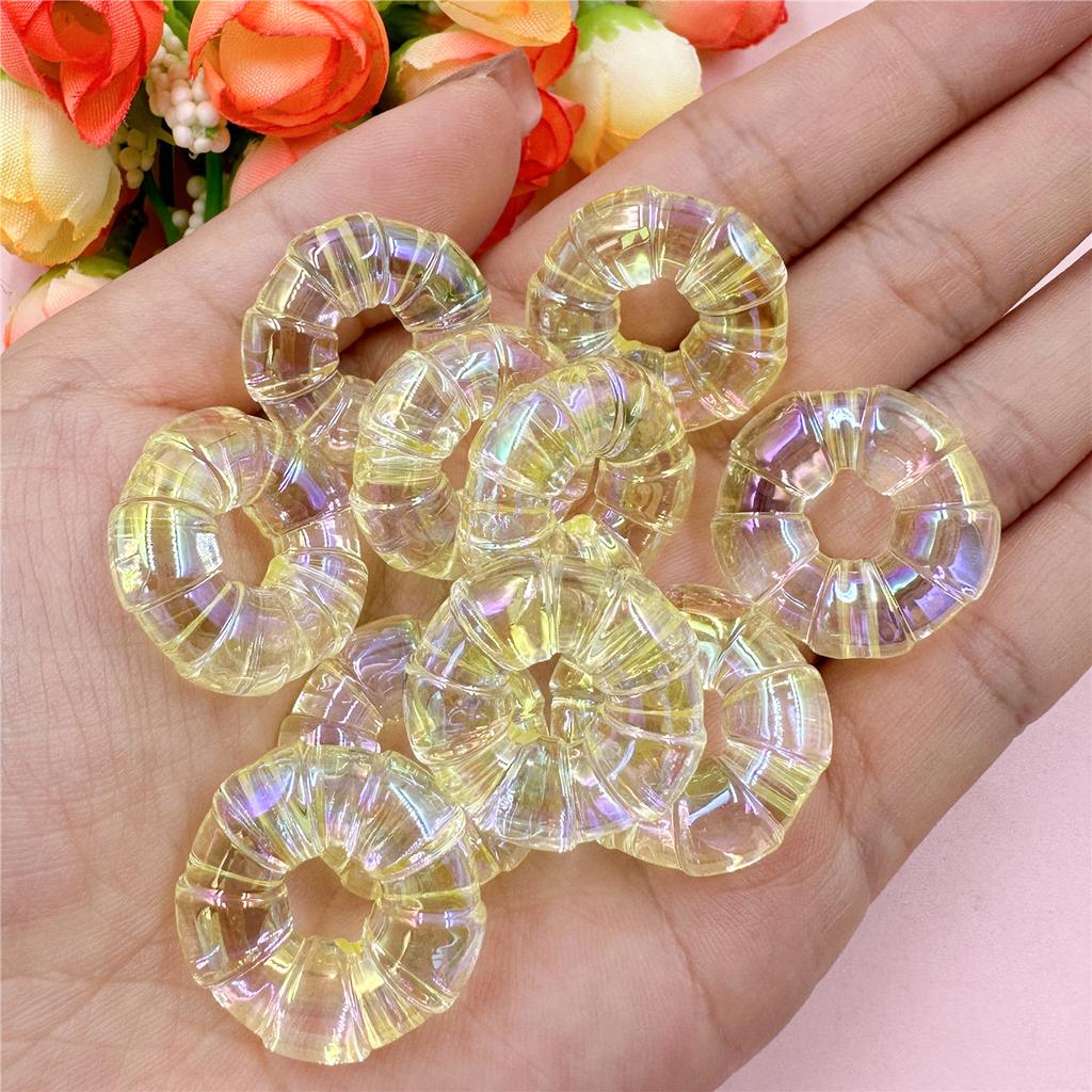 Home Party Supplies 24.2mm Fashion DIY Jewelry Material Acrylic Large Aperture Bracelet Necklace Accessories 10Pcs High Transparency Donuts Beads