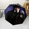 Wednesday Addams Print Automatic Umbrella, 8 Rib Iron Frame, Plastic Handle, Suitable for Outdoor Travel &Daily , Ideal Gift