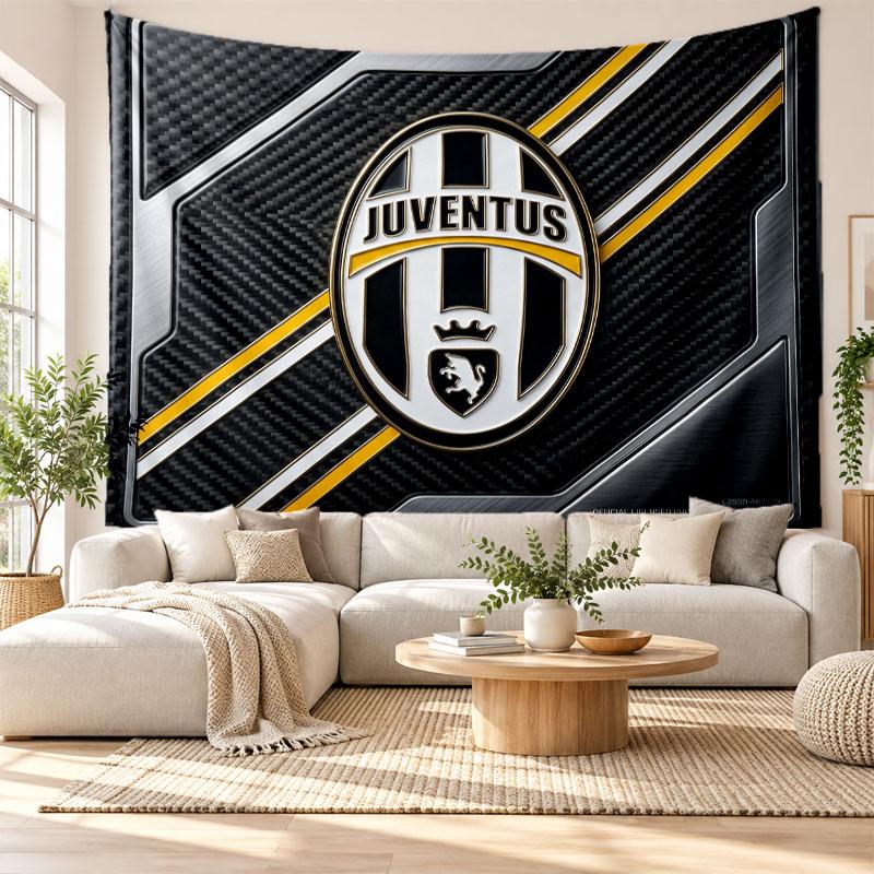Juventus FC Wall Tapestry, Soft Fabric Wall Hanging, Decorative Backdrop For Bedroom Home Wall Art