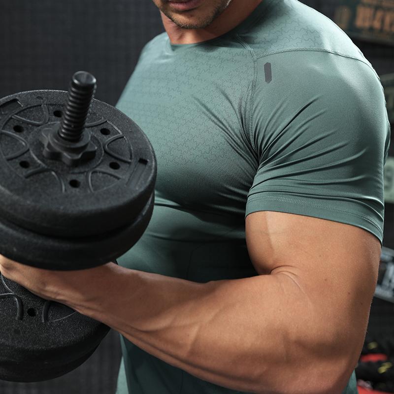 Мужские спортивные спортивные толстовки с коротким рукавом для мышц, дышащие, эластичные, для фитнеса, марафона, легкой атлетики, толстовки для баскетбола, тренировочные футболки