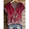 Women's T Shirt Print Graphic Paisley Vintage Stylish Classic Short Sleeve V Neck Regular Tops Daily Summer Spring