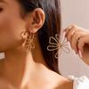 Exaggerated Love Flower Long Metal Stud Earring Design Sense Wrapped Flower Earrings Earring Design Suitable for Women's Daily Wear