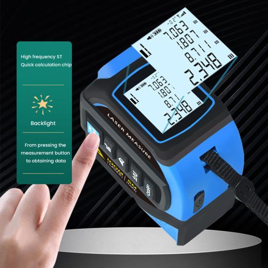 Digital Tape Measure High Accuracy 40/60/80/100M Light Measuring Tool Backlit LCD Display Rechargeable DIY Construction Electric Distance Meter