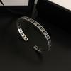 Sterling Silver S925 Carved Openwork "G" Letter Minimalist Unisex Wide Bracelet
